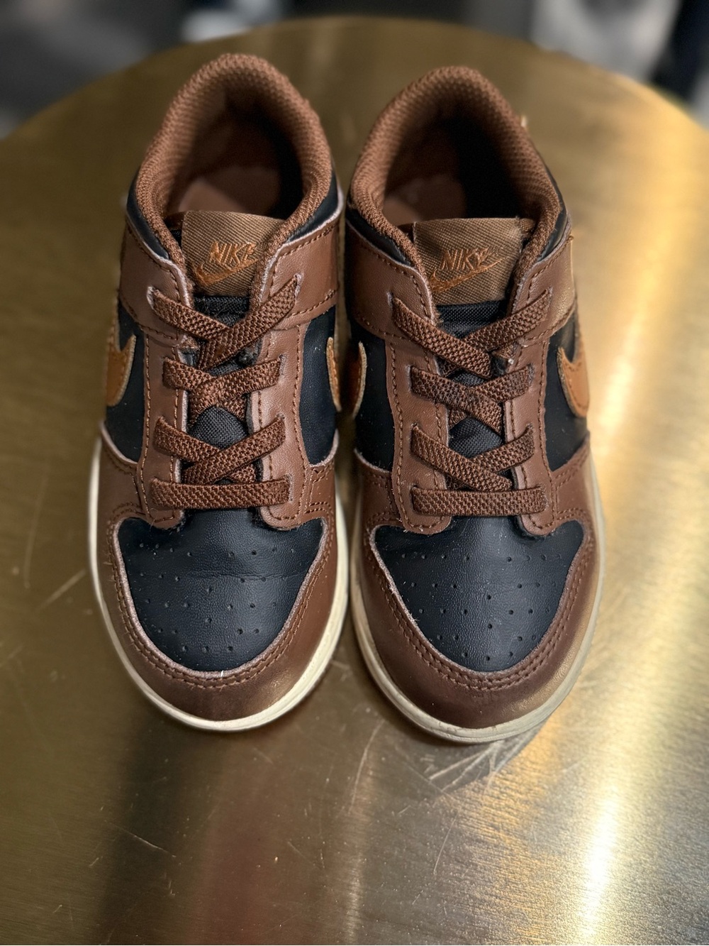 Nike Brown and Black Low-Top Kids Sneakers
